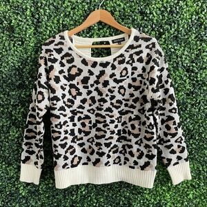 KNYT & LYNK | Open Back Leopard Animal Print Knit Sweater
